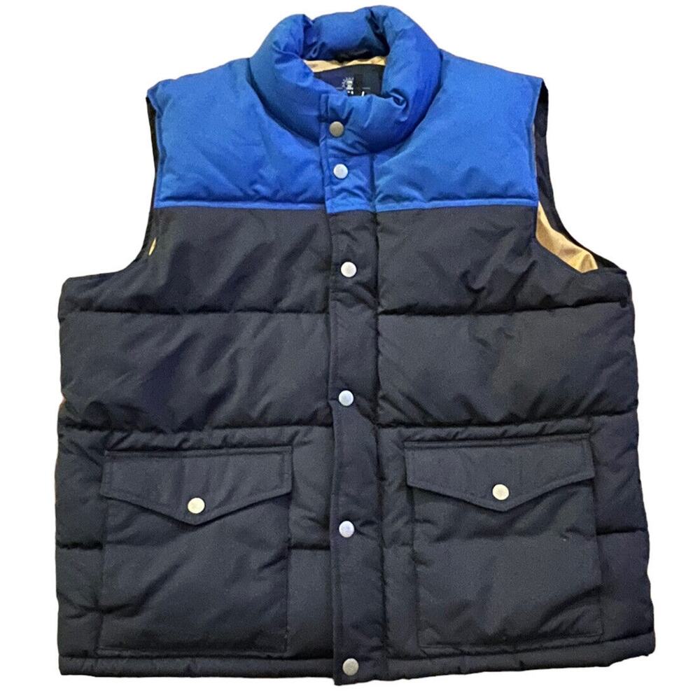 Old Navy Royal Navy Blue Zipper Snaps Puffy Vest, Men’s X-Large EUC